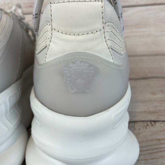 Versace Chain Reaction Mens Sneakers Sz 40 (US 7) White Mesh Rubber Suede - Picture 12 of 16